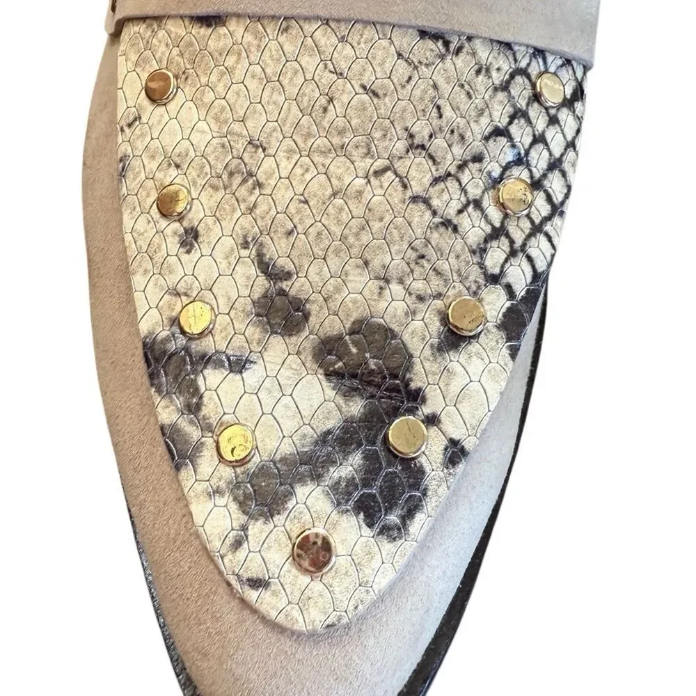 Joie Loafers Suede Snakeskin Shoes 38 1/2